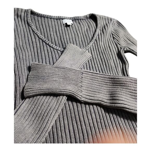 Pacsun L.A. Heart Ribbed Cropped Top Sweater Sz Small Gray Stretchy School Chic - Picture 6 of 7